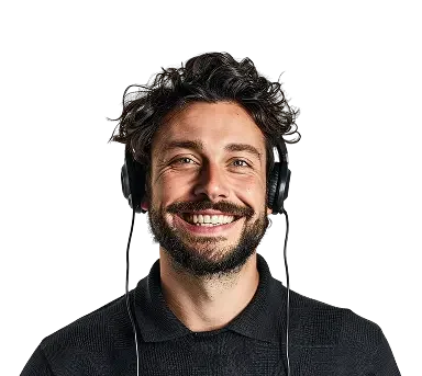 Narrator recording an audiobook in studio